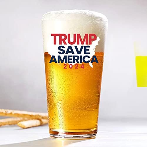 Patriots Cave Trump 2024 Save America | American Flag Glass | 16 oz caneca de cerveja única | Guinness copos de degustação