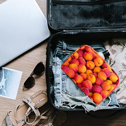 Saco de maquiagem pequeno, organizador cosmético da bolsa com zíper para mulheres e meninas, frutas de pêssego