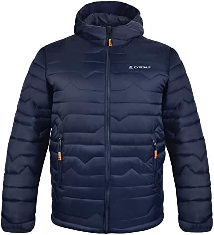 Jaquetas de inverno acolchoadas do Extremus Outlook Peak - jaqueta leve masculina, jaqueta com capuz à prova de vento e repelente de água para homens