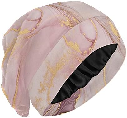 Skull Cap boné de tampa do sono Hat de capuz para mulheres rosa listrado rosa flores florais abstrato boné de dormir chapéu de cabelo