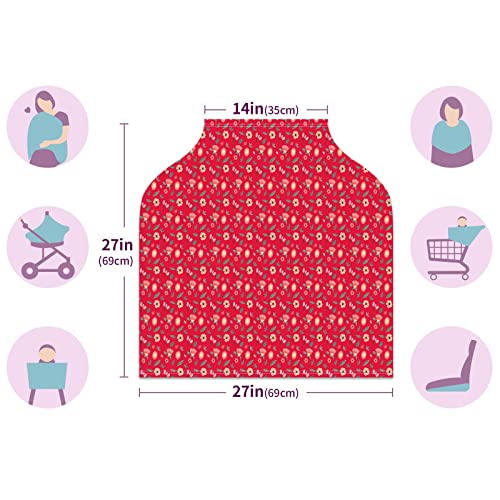 Tampa de assento de carro para bebês Little Flowers Padrão Padrão vermelho Cobertura de enfermagem Campa de carrinho de amamentação para bebês para bebês Multryuse Carseat Canopy Para meninas meninas, Gostações de chuveiro