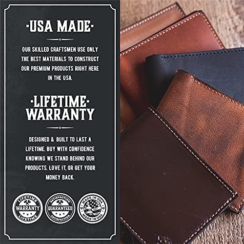 Carteira de couro da Main Street Forge Bifold para homens | Feito nos EUA | Carteiras Bifold para homens | Americano feito