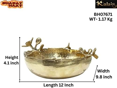 Kalarambh Brass Urli Bowl com cinco design de flores para o escritório em casa Mandir Temple Pooja puja decorativa colecionável Arte