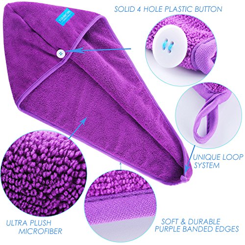 Toalha de cabelo de microfibra Youlertex para mulheres, 4 pacote de 10 polegadas x 26 polegadas, super absorvente turbante