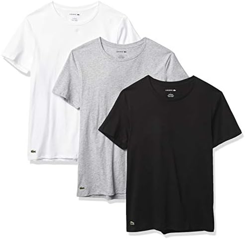 Lacoste Men's Essentials 3 pacote algodão Slim Fit Crewneck camisetas