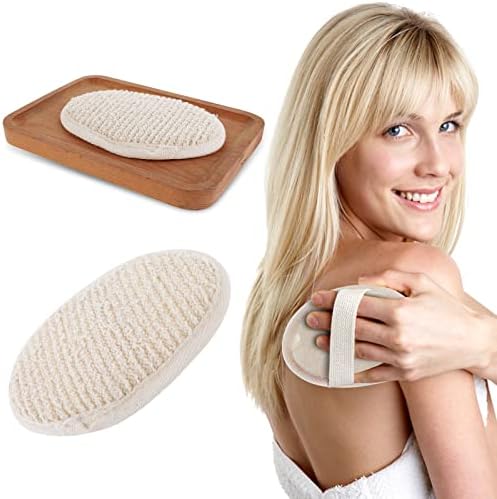 Sibba 2 Pacote Loofah Natural Pad para homens Mulheres esfoliando o lavador corporal Luffa esponjas de Luffa Profundamento esfoliante limpo para o corpo, o rosto, as costas