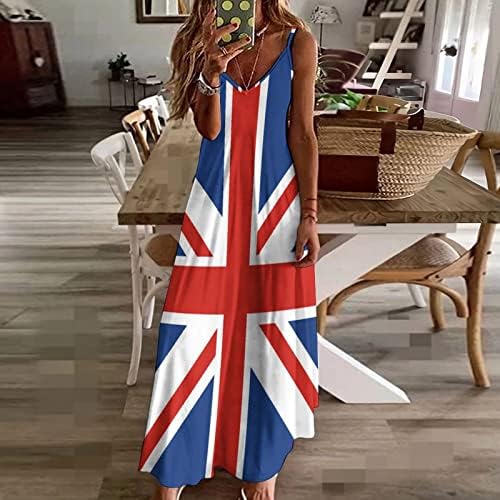 Union Jack UK Flag da bandeira maxi long Dress Spaghetti Strap Beach Sleeseless