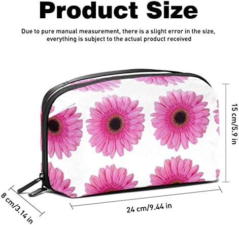 Pink Real Daisy Flower Holity Saco para mulheres, organizador de higieness de couro resistente à água, bolsa de maquiagem de bolsas