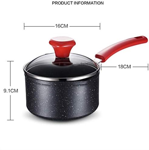 Pan de leite preto uxzdx ， molho de leite com tampa sem revestimento de palito de sopa doméstica Milk Pot Universal 16cm