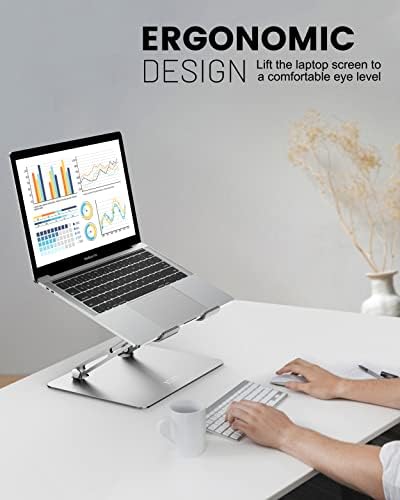 JCZT Laptop ajustável suporte para mesa, laptop portátil Riser, suporte de laptop de alumínio dobrável, notebook ergonômico