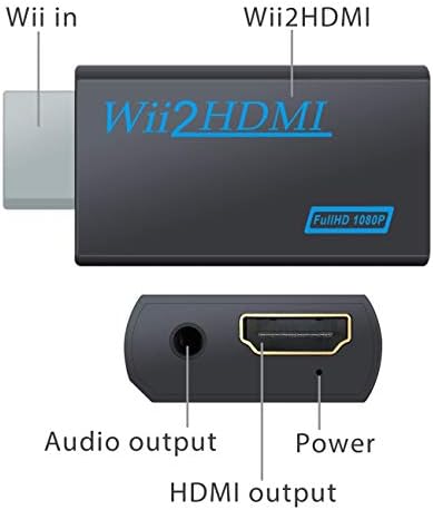 Kovake Wii para o adaptador HDMI, conversor Wii para HDMI, adaptador Wii para HDMI com plugue de áudio de 3,5 mm,
