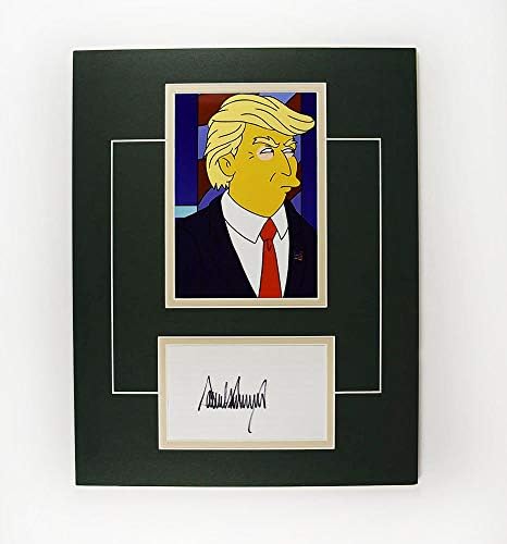 Donald Trump 'The Simpsons' foto emaranhada e cartão assinado autêntico autêntico 'ga' coa