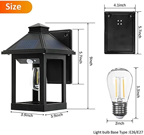 Luzes de parede solares de 2pack 2pack ao ar livre com sensor de movimento, anoitecer para Dawn Exterior sem fio