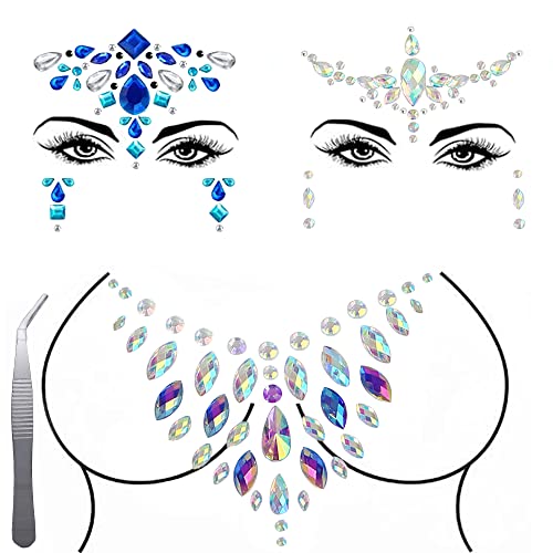 MJUST 3 Sets Face Gems adesivos Body Jewelry Tattoo Adesivos de sereia