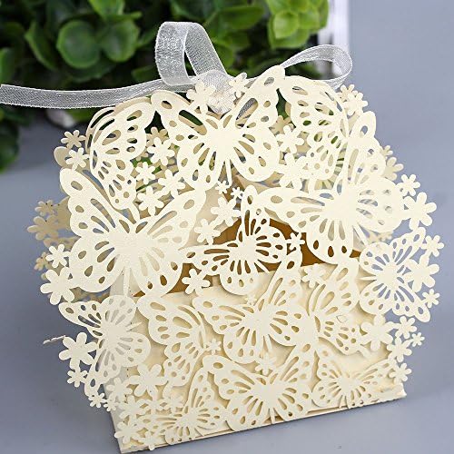 Sorive 50 pacote a laser cortado Butterfly Wedding Favor Birthday Chouser Party Candy Cades Bomboniere com fitas Festas de casamento de chuveiro Favors Sorive0031