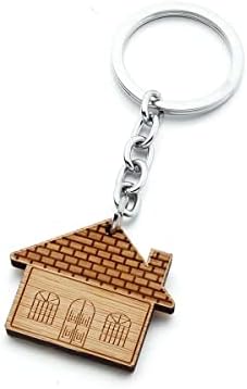 4 PCS Design de casa Chave -chave Chave de madeira Chave -chave de decoração de anel de casa Favoras de presente de casa