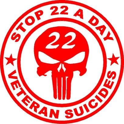 5,5 x 5,5 Pare 22 por dia, veterano suicídio de vinil adesivo militar militar, janelas, carros, caminhões, laptops, etc.