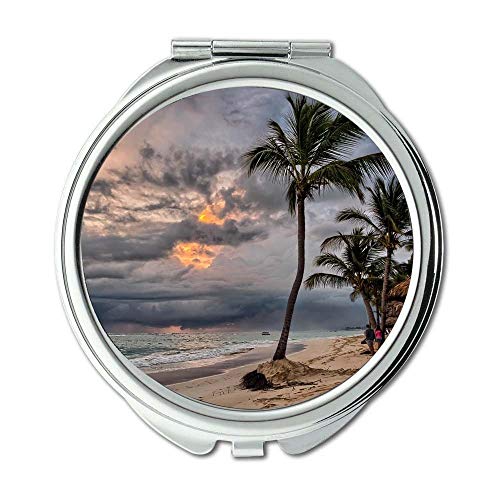 Espelho, espelho compacto, nuvens de praia de mau tempo, espelho de bolso, espelho portátil