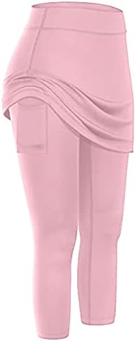 BEUU MULHERES TENNIS SKIRED LEGGINGS COM BOLOS, CAPRIS YOGA LEGGINGS com saias e treino de roupas de tênis Skort