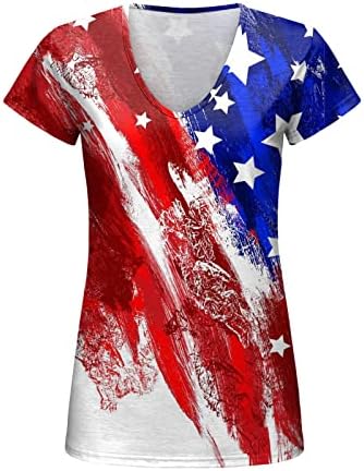 4 de julho Camisas para mulheres Casual de verão American Bandy camisetas de manga curta estrelas em vasia patriótica