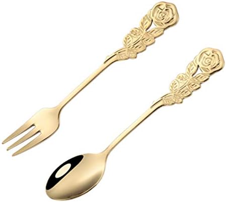 Cabilock Sobessert Spoons Sobressert Spoons Salhwarware Conjunto de talheres de aço inoxidável Conjunto de porção de aço, incluindo garfo e colher de mesa para jantar servidor colher de cozinha mini garfos