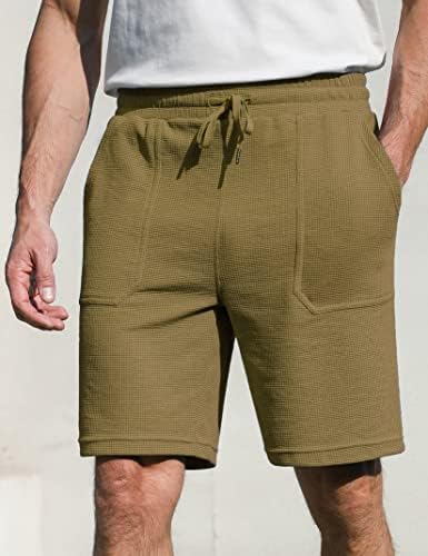 Shorts de suor masculinos de ginástica com shorts de waffle de bolso de verão