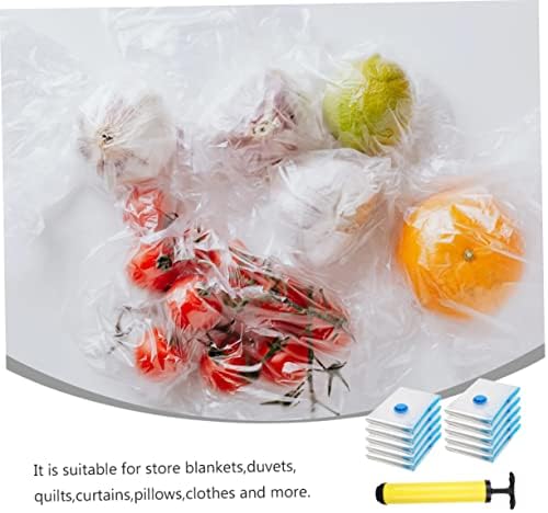 Cabilock 1set/10pcs transparente bolsa a vácuo sacos de armazenamento de vácuo sacos de focas de vácuo para roupas salvar espaço organizador plástico PA PA GRANDE SACO ESPACIO