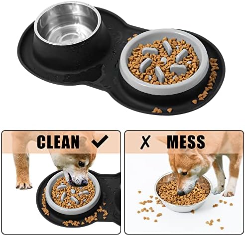 Tigelas de cachorro comida de cachorro e tigelas de água para cães grandes tigela de alimentação lenta sem derramamento de silicone