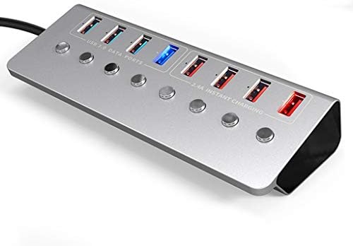 Liga de alumínio de alumínio WYFDP 8 porta USB3.0 Splitter 4 Porta Laptop estendido Hub USB 4 Adaptador de carregamento rápido