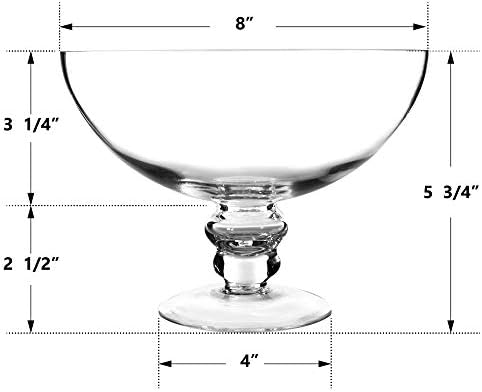 Cys Excel Glass Decorative Compot Tigela | Tigela de exibição de frutas | Tigela de terrário | Vaso de vaso compota peça central da mesa | Tigela de pedestal no pé