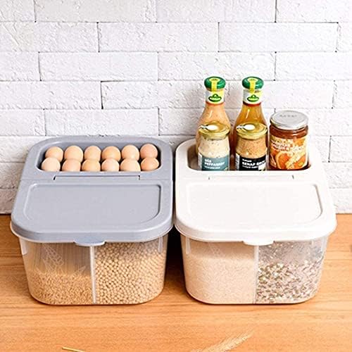 Caixa de armazenamento de arroz de contêiner de armazenamento de alimentos Yiwango com tampa, recipiente de grãos de caixa de armazenamento de arroz de 10 kg com medição de copo- armazenamento de cozinha e organização de arroz jar