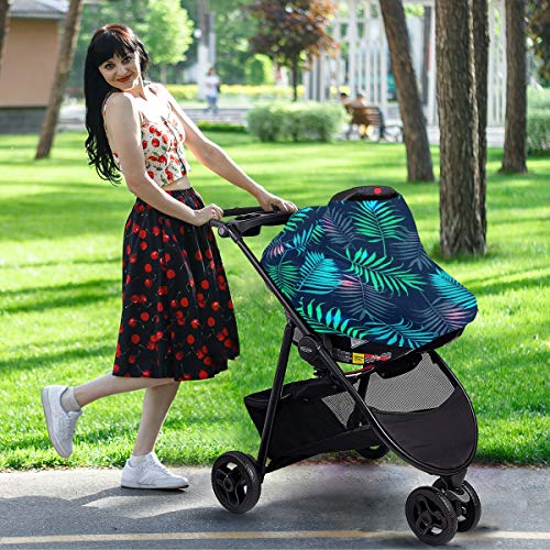 Tropical Summer Palm Leaves Baby Car Seat Covers - Lenço da amamentação, carrinho de compras, dossel de carro de uso múltiplo, para