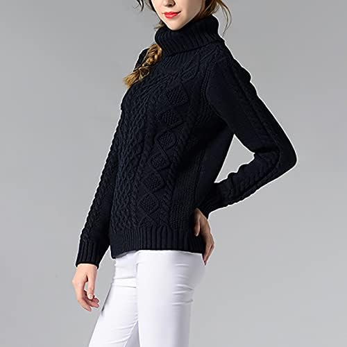 Camisolas para mulheres gola alta de gola alta suéter de malha sólida Sweater de manga comprida suéter de fundo floral