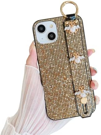 Hosgor Compatível com o iPhone 14 Pro Max Case Mulheres, Luxury Diamond Capa de abelha Pulseira Design de Kickstand TPU