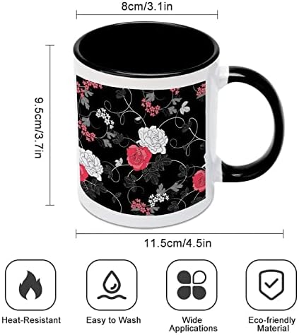Padrão floral preto caneca cerâmica Creative Black Inside Coffee Cup de canecas Durável Handel