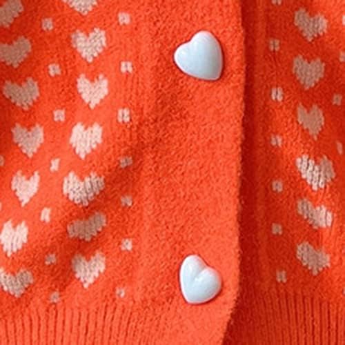 XIPCOKM Cardigan suéteres para mulheres estampas de coração outono de manga longa Open Front Outwear Button Down decote