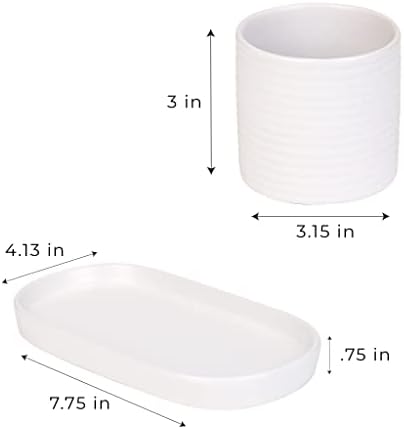 Bomba de sabão cerâmica de design inteligente e conjunto de pincéis - 4 peças - organização de limpeza