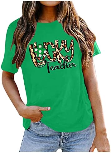 Mulher Patricks Dia Casual Camiseta Camiseta Camiseta Amor Imprimir Round Pescoço Graphic Print Blouse Top Top Top