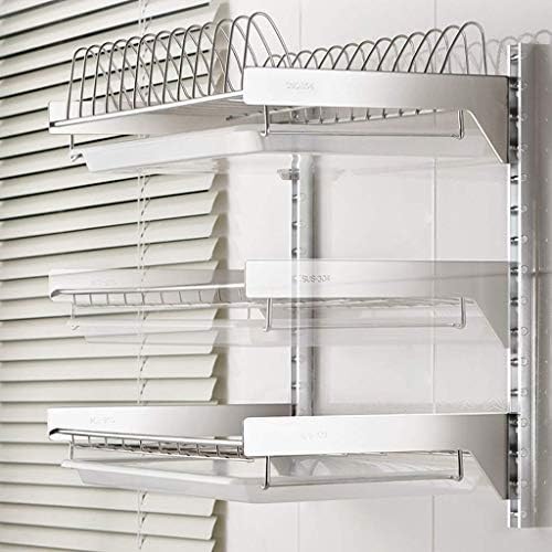 Kuyt Montado com parede Rack de prato, rack de drenagem, rack de armazenamento, prata/3 camadas 42 * 60 * 26,5cm