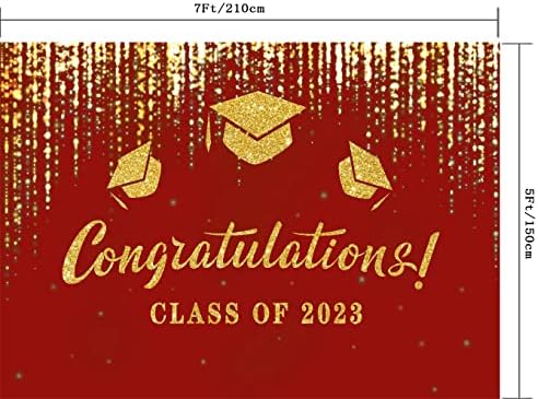 Capisco Red Gold Graduation Cenário da graduação de 2023 Glitter Bokeh Graduation Party Backgrated Parabéns Faculdade