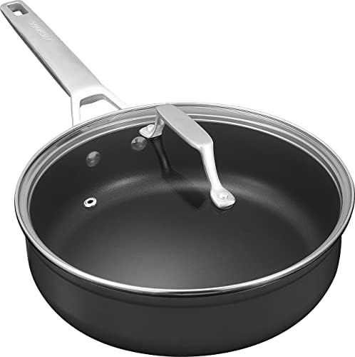 MSMK Non Stick Deep Fring Pan, 26cm/3,4L Non Stick Saute Pan com tampa, frigideira grande com tampa, panela de panfry de cozinha,
