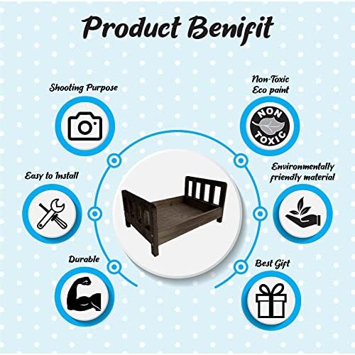 Sweetct Wood Recém -nascido Bed Prop para fotos de estúdio e cenários de fotografia, pequenos móveis infantis para