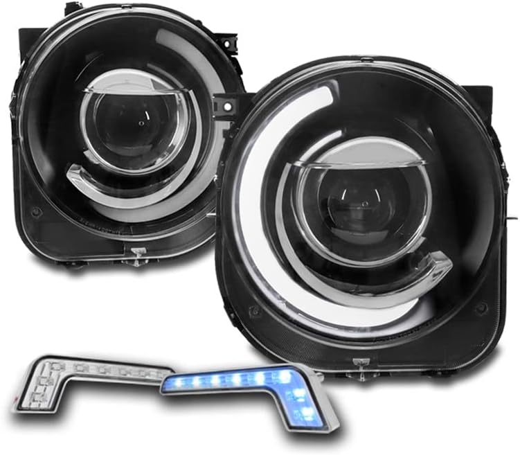 ZMAUTOPARTS MONO EYE LED DRL Black Projecor Fartlights Lâmpada com luzes DRL de 6,25 LED azul para 2015-2018 Jeep Renegade