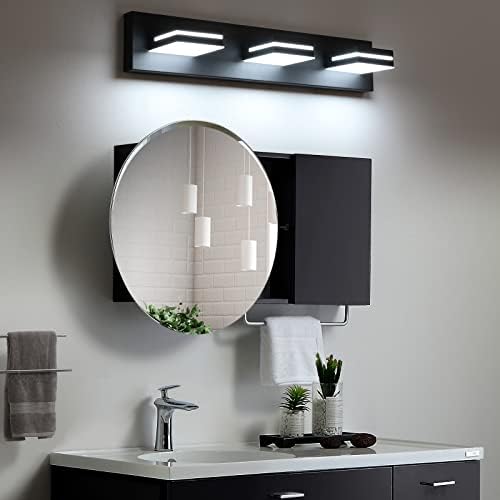 Luminária de banheiro moderno liderado Sineris, luminárias de vaidade, luminárias de parede de banheiro acrílico preto fosco em
