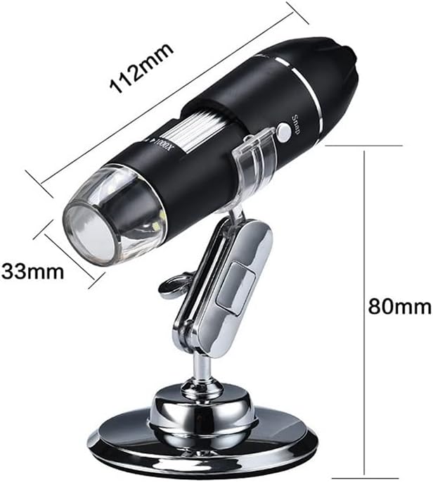 Kit de Acessórios para Microscópio para Adultos 1600x Câmera de Microscópio Digital USB, 3in1 Zoom Electron Microscope Lab