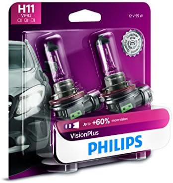 Philips H11 VisionPlus Atualize a lâmpada dos faróis com até 60% mais visão, 2 contagem