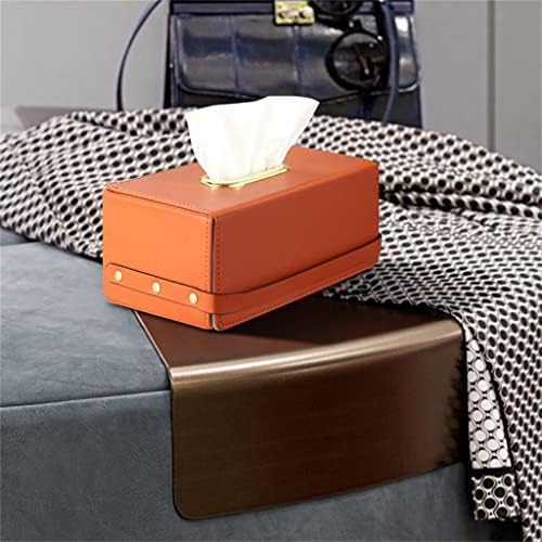 Caixa de lenço de couro laranja fresco da Walnuta Caixa de lenços de papel de decoração de carro de quarto