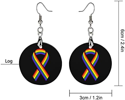 A consciência LGBT de orgulho gay Brincos de madeira redondos pendentes pendurados balanço jóias de ganchos de orelha para mulheres
