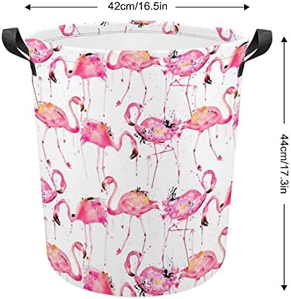Aquarela Flamingos Oxford Ploth Laundry Basket com alças de cesta de armazenamento para organizador de brinquedos, quarto de berçário cesto banheiro