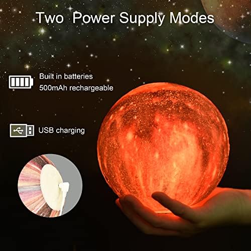 Hyodream 3D Moon Lamp Kids Night Light Galáxia Lâmpada 16 Cores Luz LED com Bateria recarregável Toque e controle